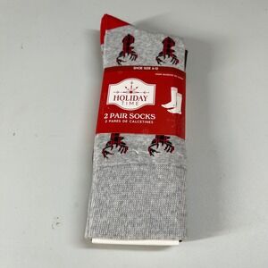 Holiday Time Socks 2-Pair‎ Buffalo Plaid & Lobster Novelty Shoe Size 6-12 NWT